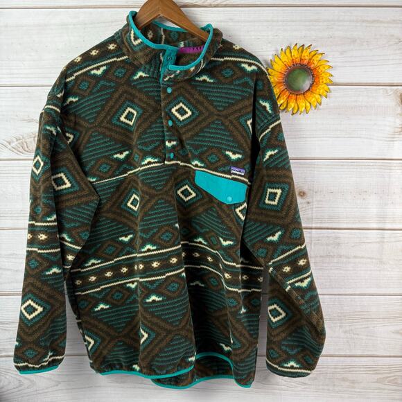 Patagonia Synchilla T-Snap Aztec Print Fleece Pullover XL - Picture 1 of 7